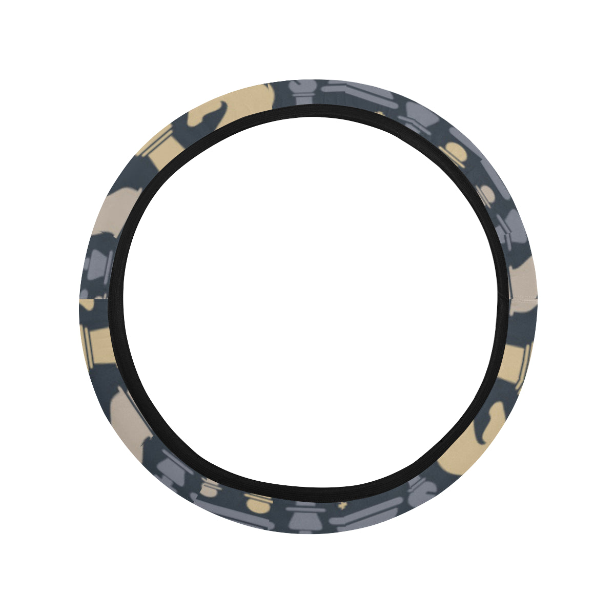 Chess Pattern Print Design 04 Steering Wheel Cover with Elastic Edge