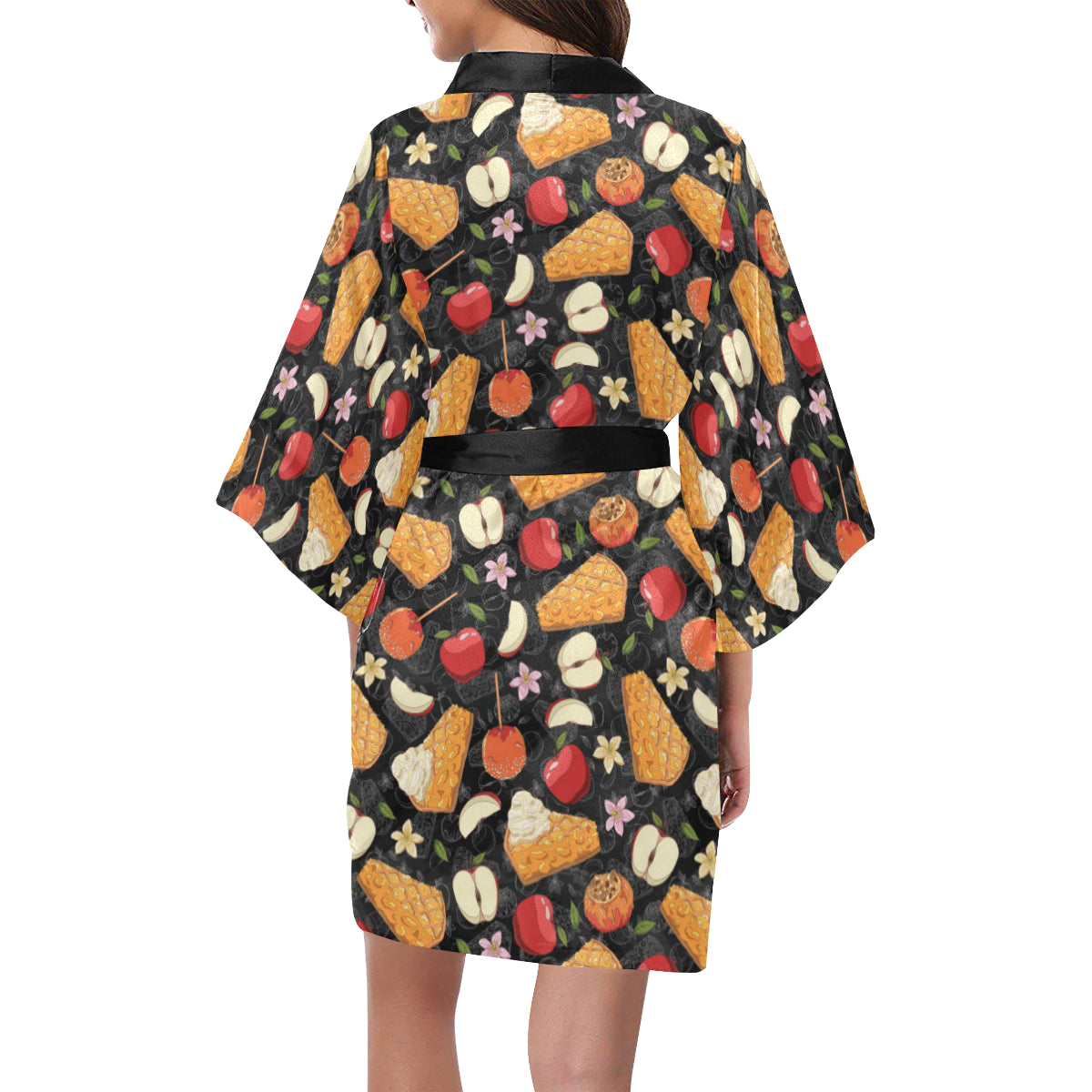 Apple Pie Pattern Print Design 01 Women's Short Kimono