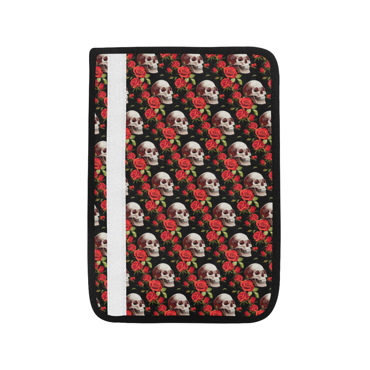 Red Rose Skull Design Print Car Seat Belt Cover