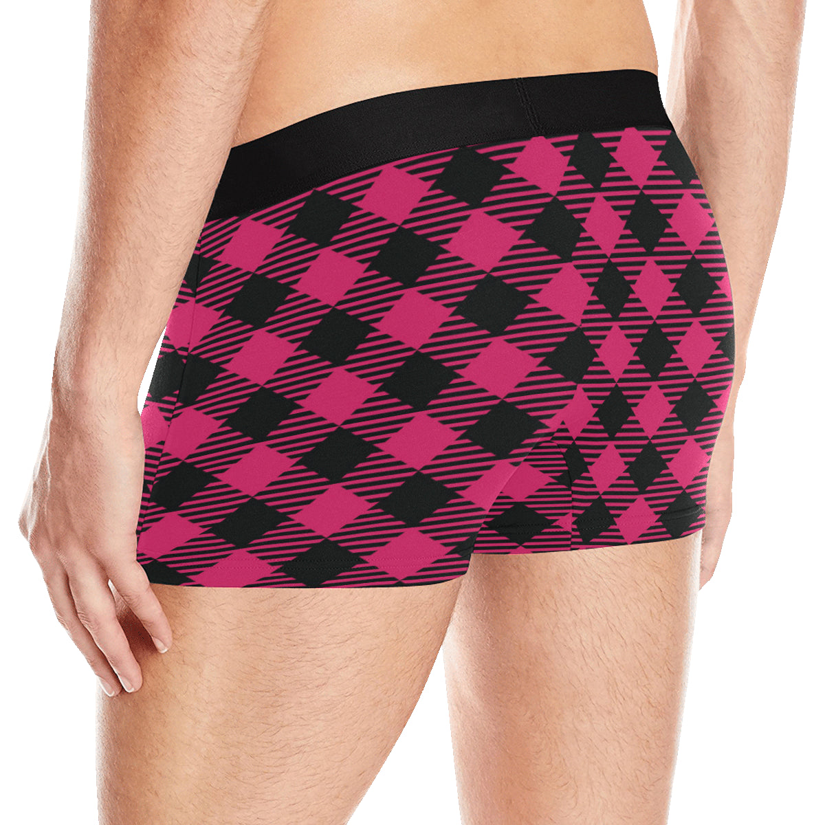 Buffalo check Pink Pattern Print Design 01 Men's Boxer Briefs