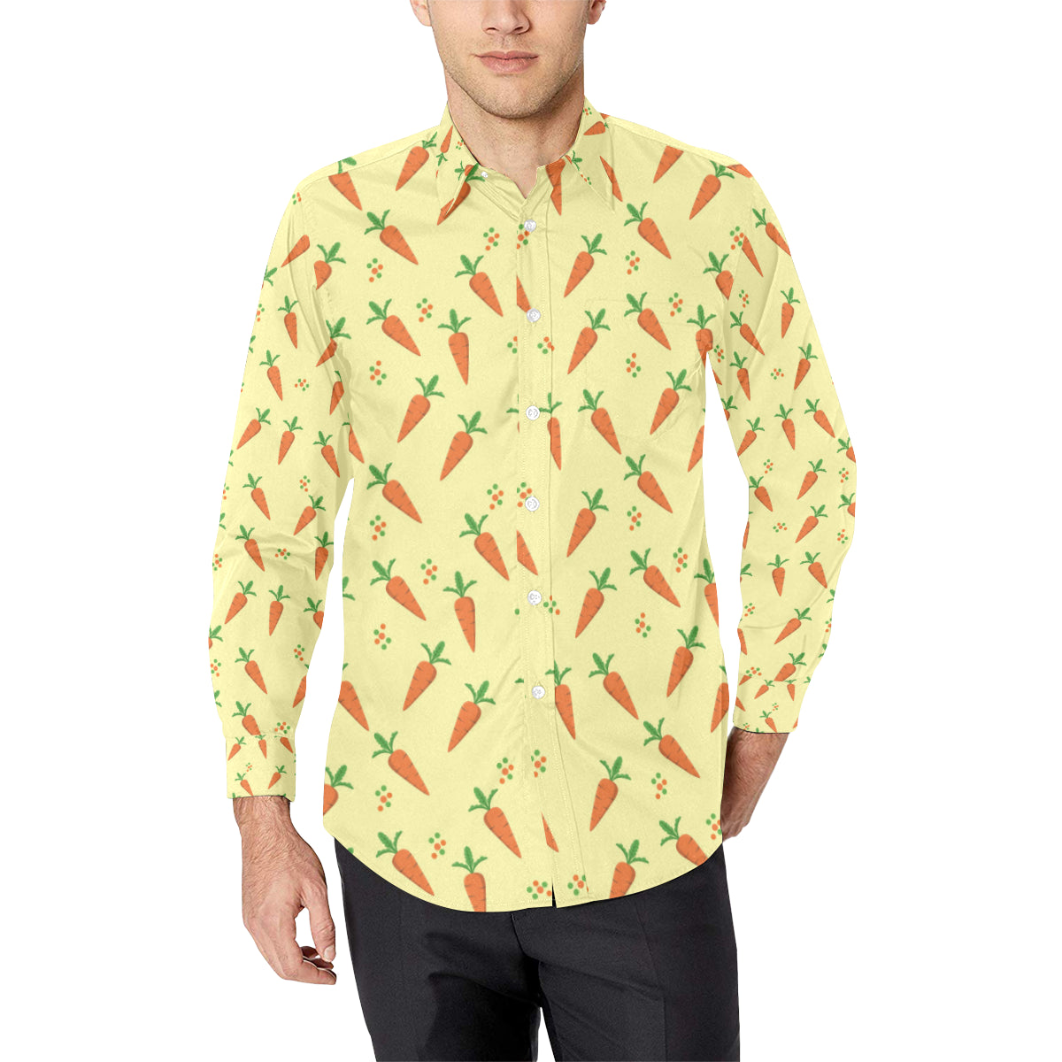 Carrot Pattern Print Design 04 Men's Long Sleeve Shirt