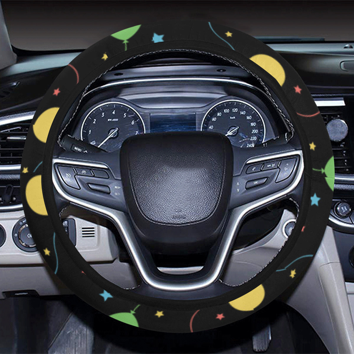 Ballon Colorful Pattern Print Design 04 Steering Wheel Cover with Elastic Edge
