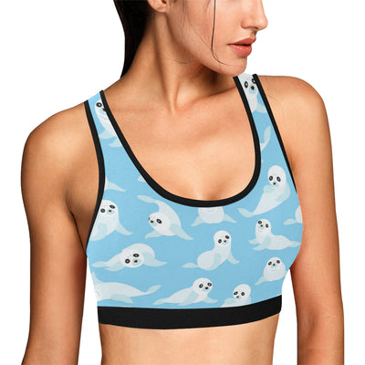 Sea Lion Cute Pattern Print Design 03 Sports Bra