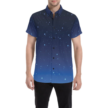 Night sky Pattern Print Design A01 Men's Short Sleeve Button Up Shirt