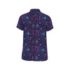 Zodiac Galaxy Design Print Men's Short Sleeve Button Up Shirt