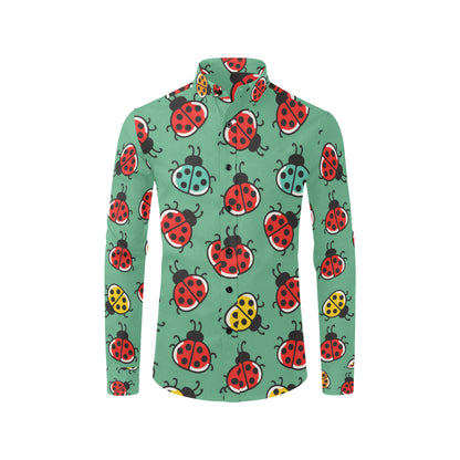 Ladybug Pattern Print Design 02 Men's Long Sleeve Shirt