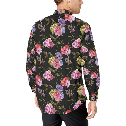 Carnations Pattern Print Design CN05 Men's Long Sleeve Shirt