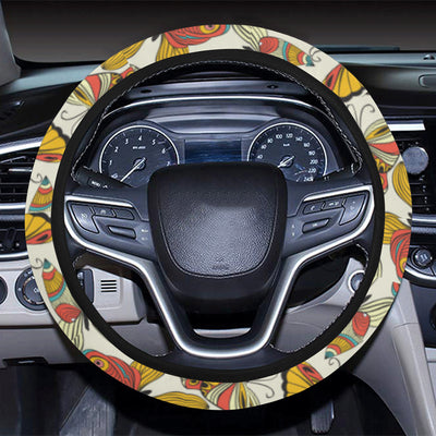 Butterfly Pattern Print Design 02 Steering Wheel Cover with Elastic Edge