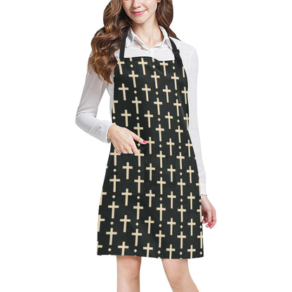 Cross Pattern Print Design 03 Apron with Pocket
