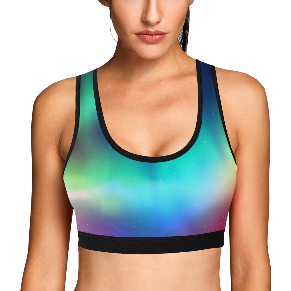 Aurora Borealis Pattern Print Design 02 Sports Bra