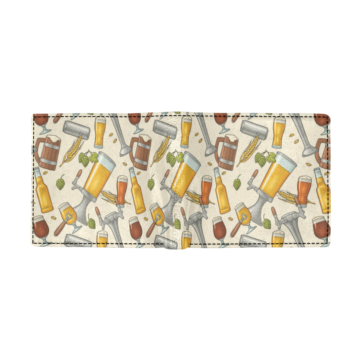 Beer Pattern Print Design 05 Men's ID Card Wallet