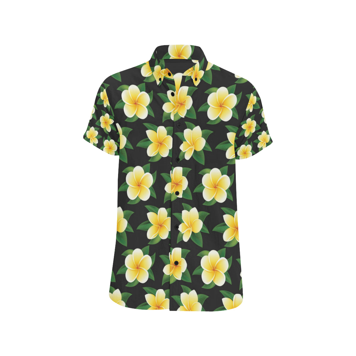 Plumeria Pattern Print Design A03 Men's Short Sleeve Button Up Shirt