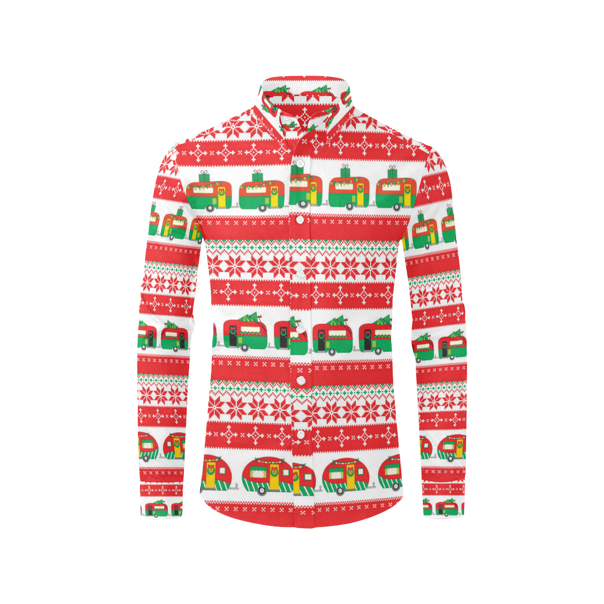 Camper Camping Ugly Christmas Design Print Men's Long Sleeve Shirt