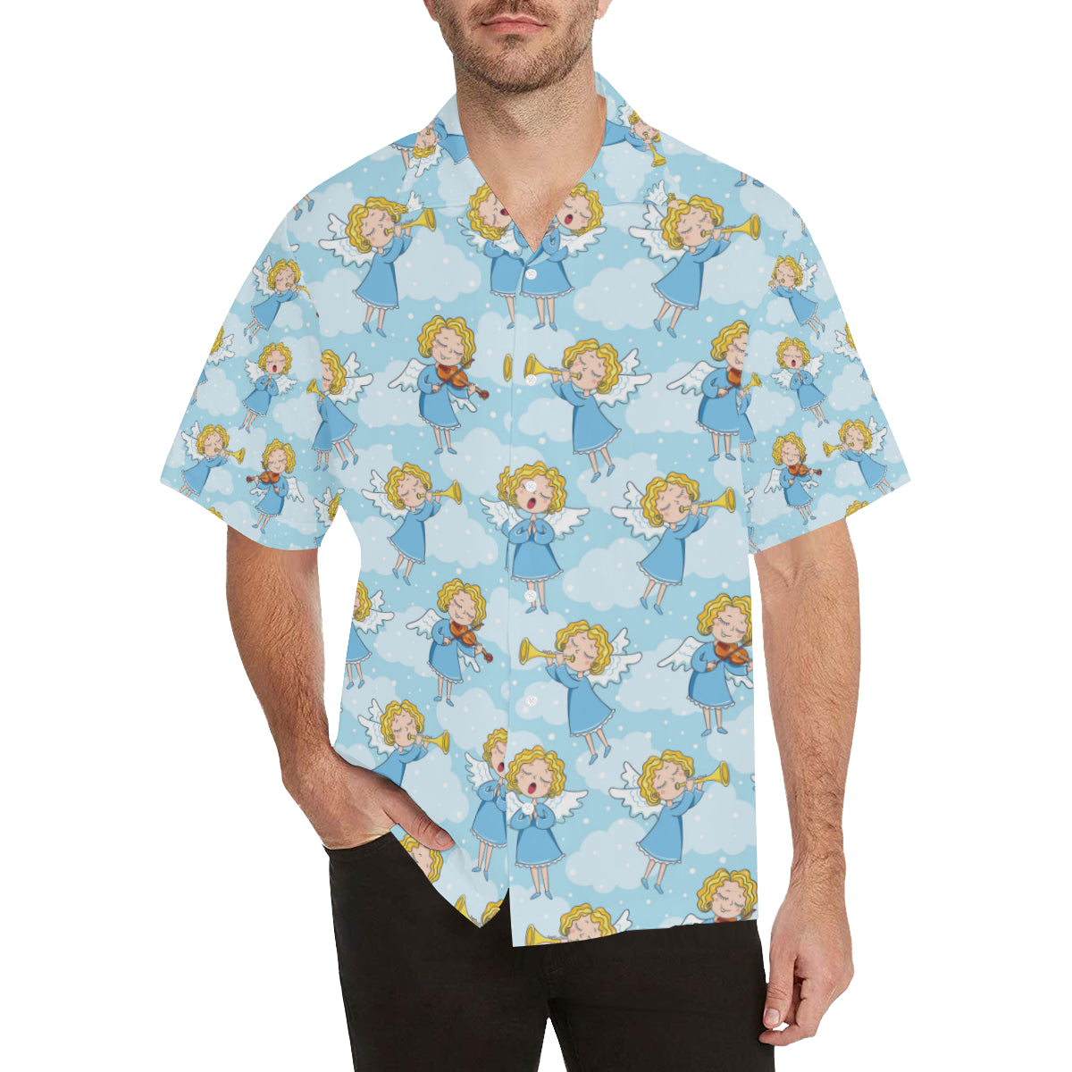 Angel Musician Pattern Print Design 09 Men's Hawaiian Shirt