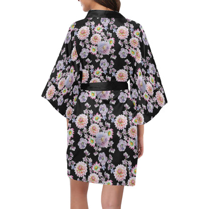 Dahlia Pattern Print Design DH012 Women's Short Kimono