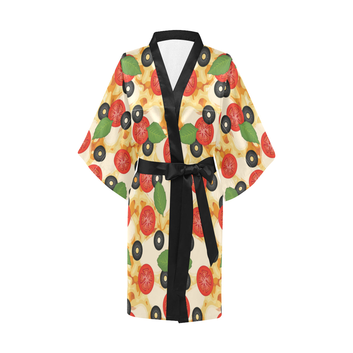 Pizza Pattern Print Design A05 Women's Short Kimono