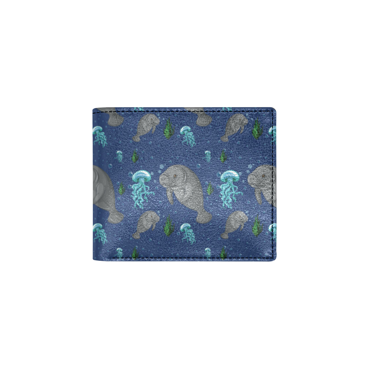 Manatee Pattern Print Design 01 Men's ID Card Wallet