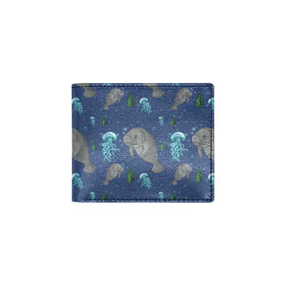 Manatee Pattern Print Design 01 Men's ID Card Wallet