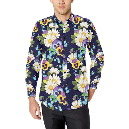 Pansy Pattern Print Design PS03 Men's Long Sleeve Shirt