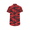 Camo Red Pattern Print Design 03 Men's Short Sleeve Button Up Shirt