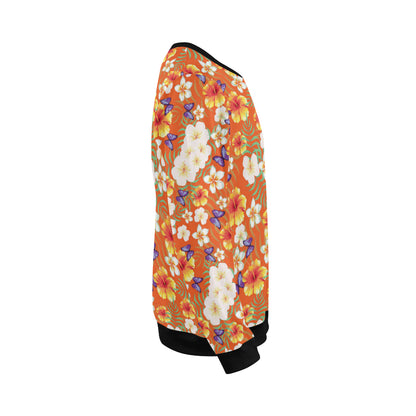 Tropical Flower Pattern Print Design TF027 Men Long Sleeve Sweatshirt