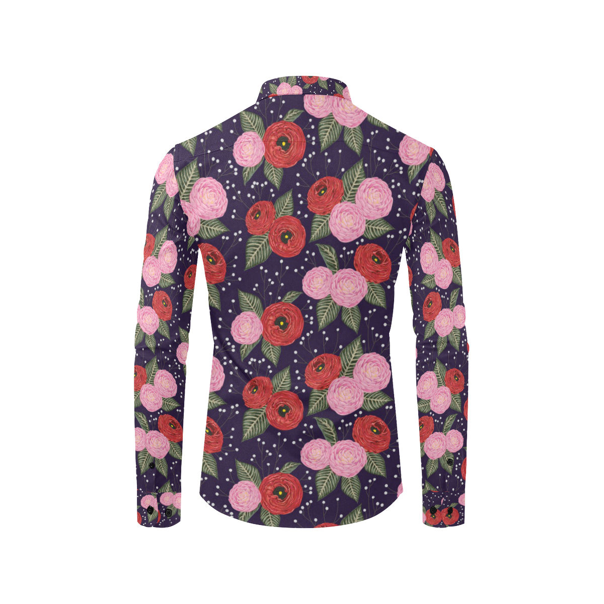 Camellia Pattern Print Design CM02 Men's Long Sleeve Shirt