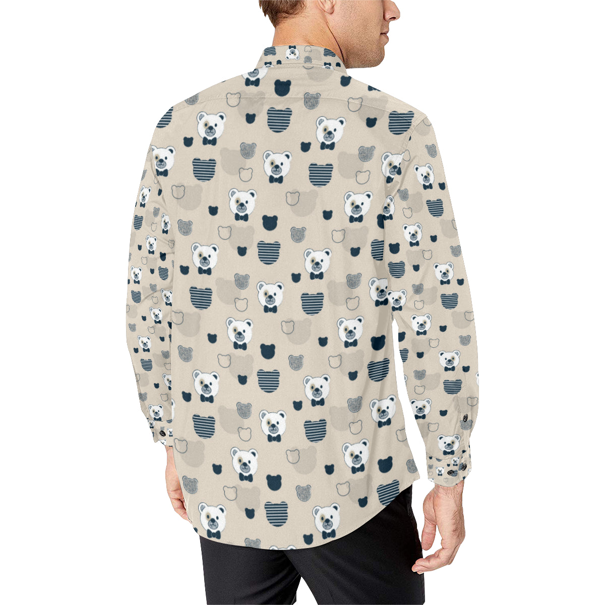Bear Pattern Print Design 05 Men's Long Sleeve Shirt