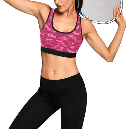Camo Pink Pattern Print Design 01 Sports Bra