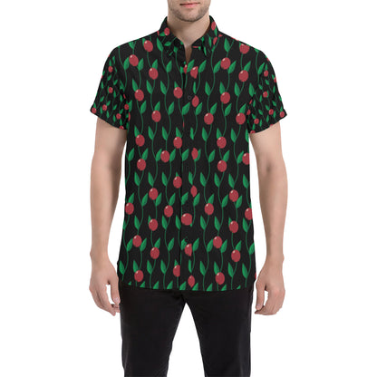 Cranberry Pattern Print Design CB01 Men's Short Sleeve Button Up Shirt