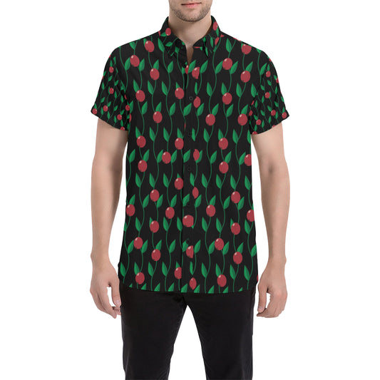 Cranberry Pattern Print Design CB01 Men's Short Sleeve Button Up Shirt