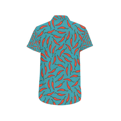 Chilli Pepper Pattern Print Design 05 Men's Short Sleeve Button Up Shirt