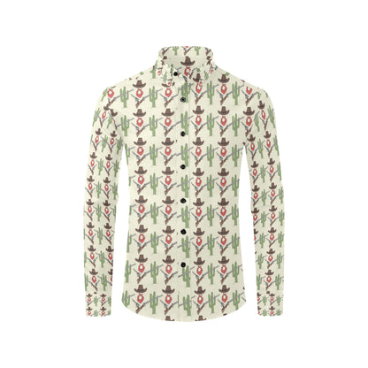 Western Cowboy Print Men's Long Sleeve Shirt