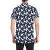 Alpaca Heart Star Design Themed Print Men's Short Sleeve Button Up Shirt