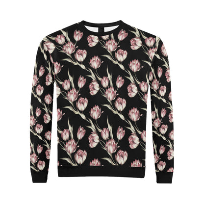 Tulip Pink Pattern Print Design TP02 Men Long Sleeve Sweatshirt