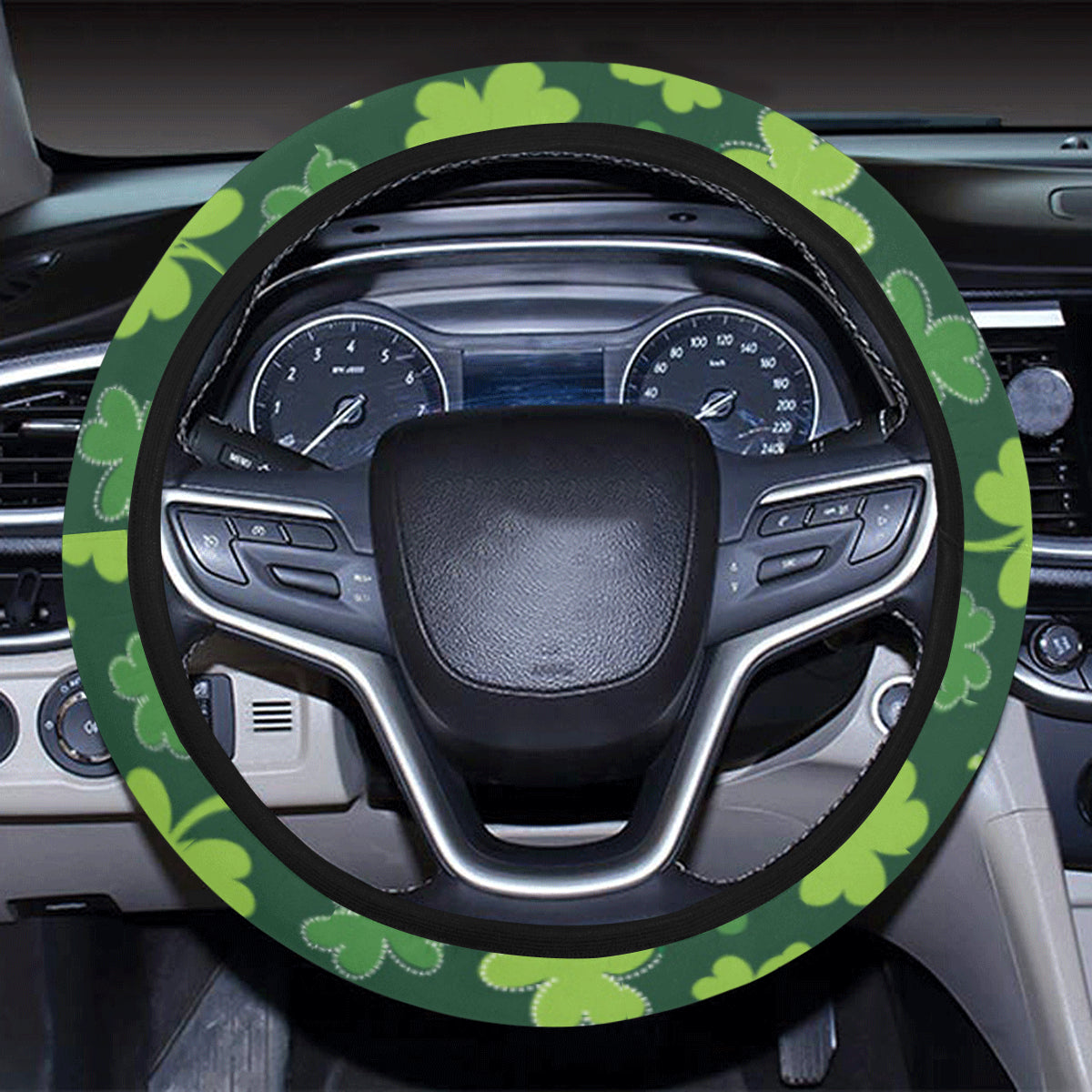Clover  Pattern Print Design 02 Steering Wheel Cover with Elastic Edge