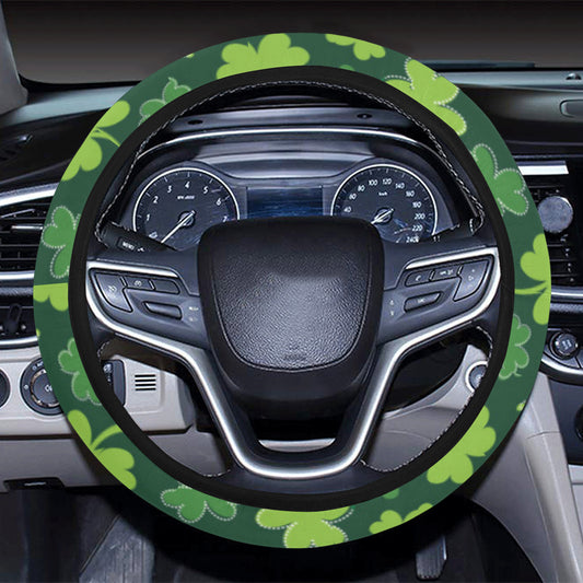 Clover  Pattern Print Design 02 Steering Wheel Cover with Elastic Edge