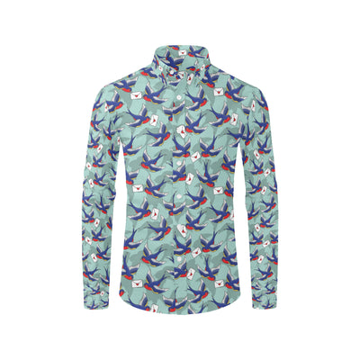 Swallow Bird Pattern Print Design 02 Men's Long Sleeve Shirt