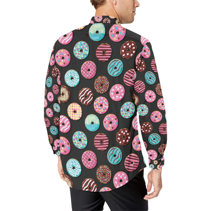 Donut Pattern Print Design DN02 Men's Long Sleeve Shirt