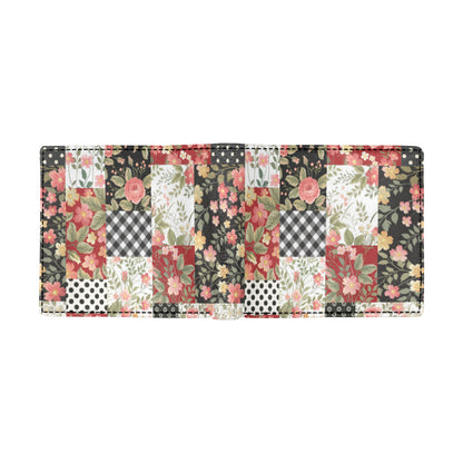 Patchwork Flower Pattern Print Design 03 Men's ID Card Wallet