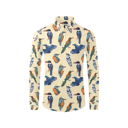 Kingfisher Bird Pattern Print Design 04 Men's Long Sleeve Shirt
