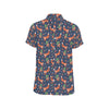 Fox Strawberry Print Pattern Men's Short Sleeve Button Up Shirt