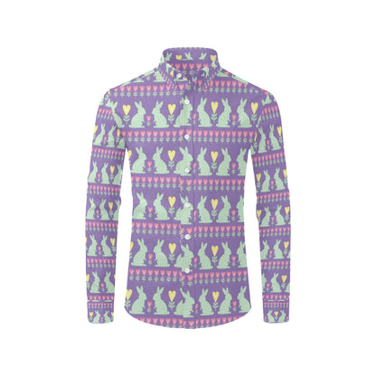 Rabbit Pattern Print Design RB01 Men's Long Sleeve Shirt