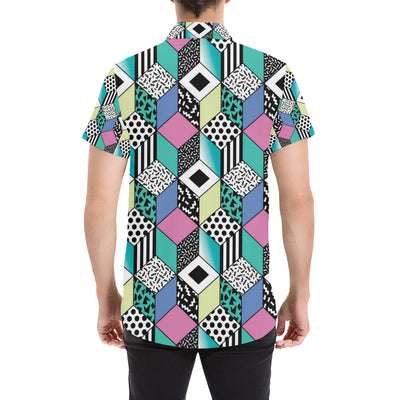 90s Pattern Print Design 3 Men's Short Sleeve Button Up Shirt