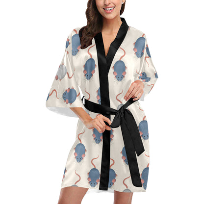 Rat Pattern Print Design 03 Women's Short Kimono