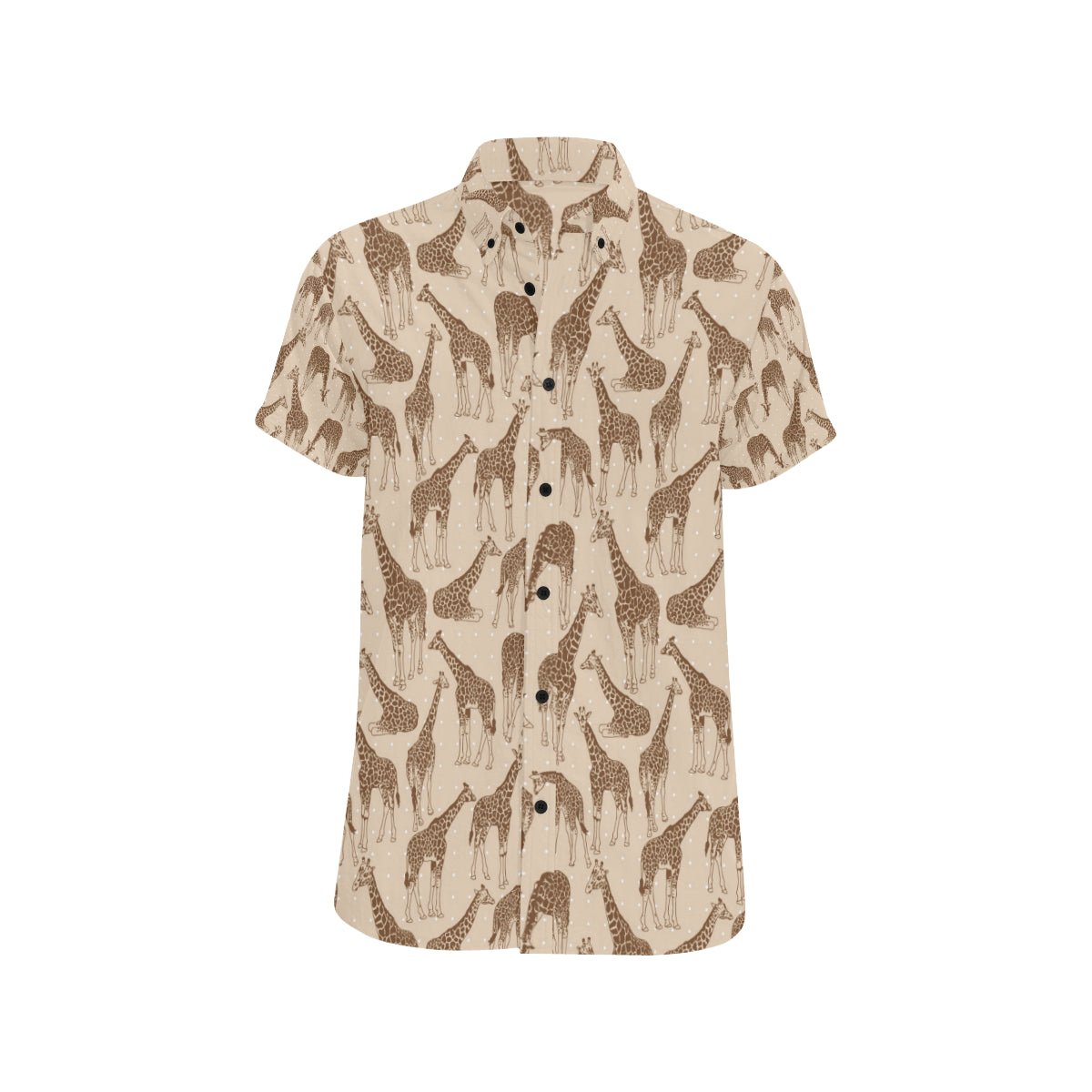 Giraffe Pattern Design Print Men's Short Sleeve Button Up Shirt