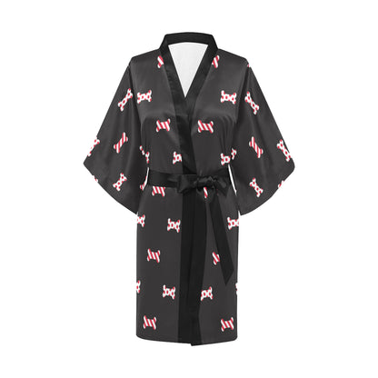 Dog Bone Pattern Print Design 04 Women's Short Kimono