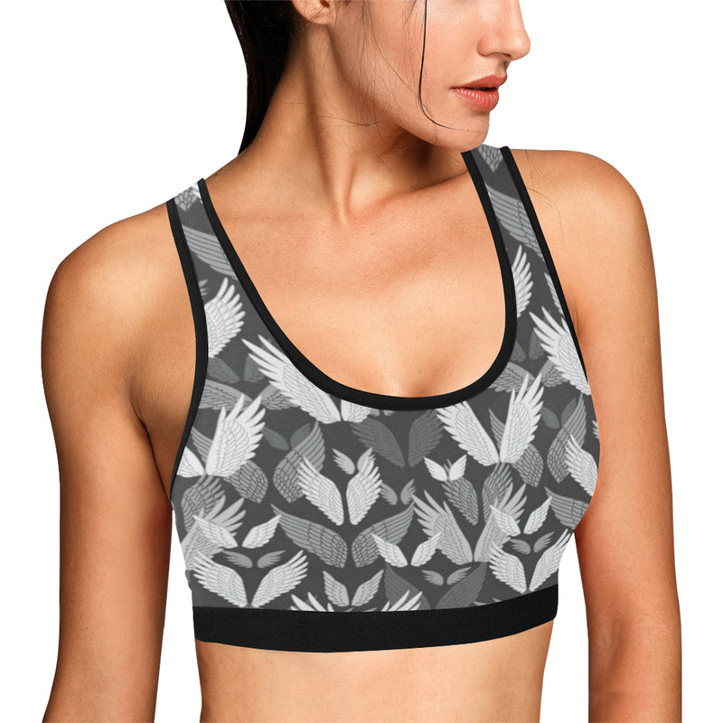 Angel Wings Pattern Design Themed Print Sports Bra