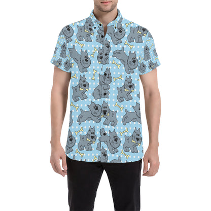 Schnauzers Pattern Print Design A02 Men's Short Sleeve Button Up Shirt