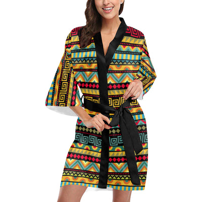 African Pattern Print Design 03 Women's Short Kimono