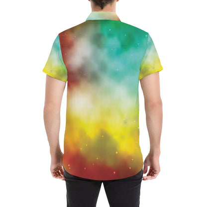 Nebula Pattern Print Design A04 Men's Short Sleeve Button Up Shirt